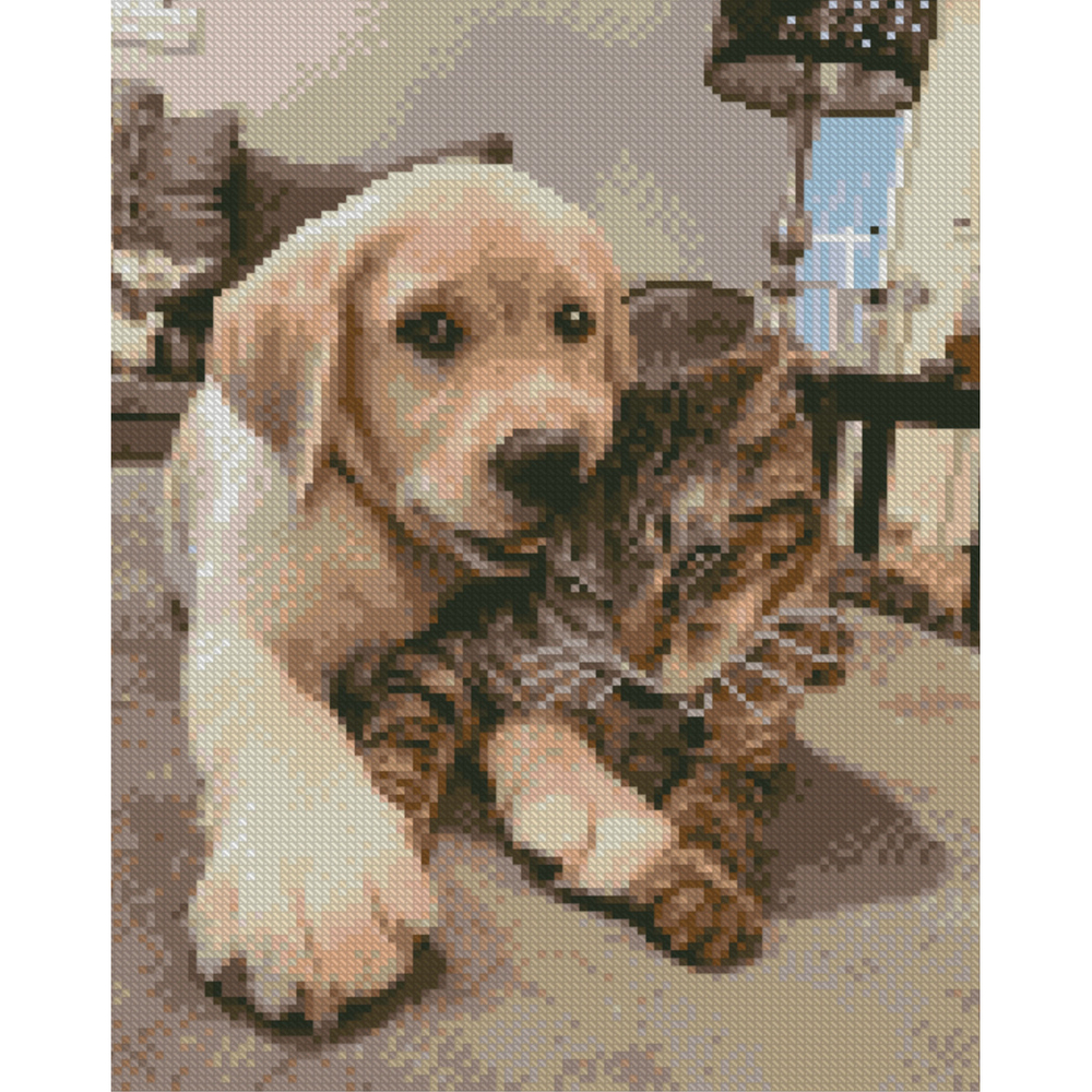 Фото, Видеообзоры алмазна мозаїка strateg преміум кіт та пес розміром 30х40 см (hx520)