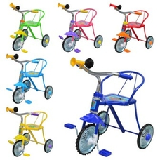 Велосипед LH-701-2 (6шт)3 колеса,хром,6 цветов:красн,желт,зел,темн-син,голуб,роз,клаксон,51-52-40см