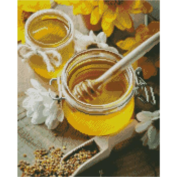 Алмазна картина Strateg ПРЕМІУМ Баночки з медом розміром 40х50 см FA40907