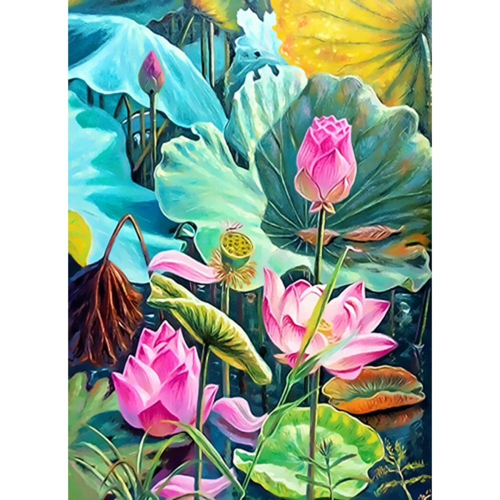Фото, Відеоогляди алмазна мозаїка strateg преміум квітучі лотоси без підрамника розміром 50х65 см  (sgk86082)