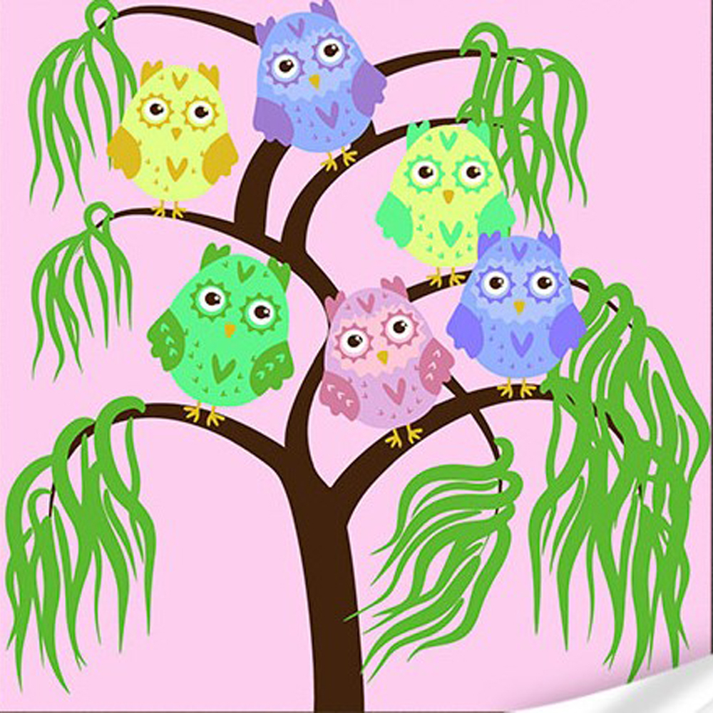 Фото, Відеоогляди картина за номерами strateg преміум шість сов з лаком та з рівнем розміром 30х30 см (es-0870)