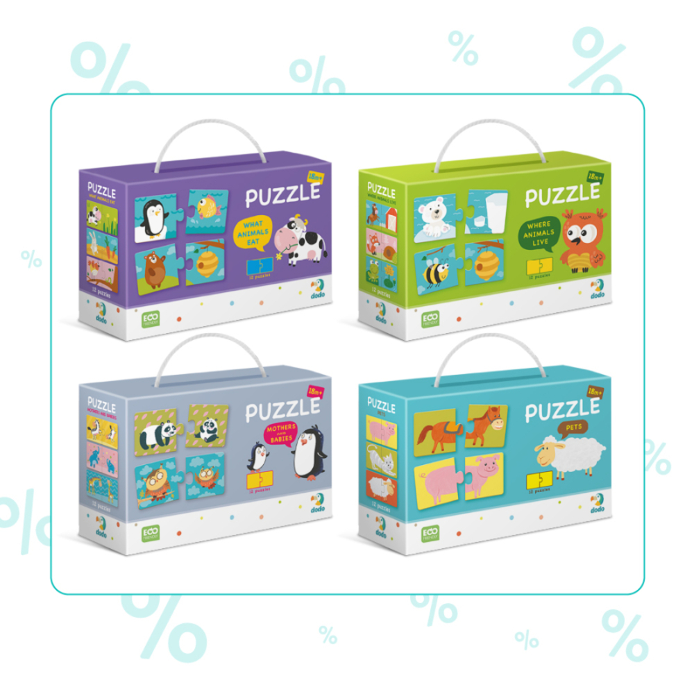 Фото, Відеоогляди набір пазлів dodo улюблені тваринки, звірята та їх домівки, хто що їсть, мама і малюк