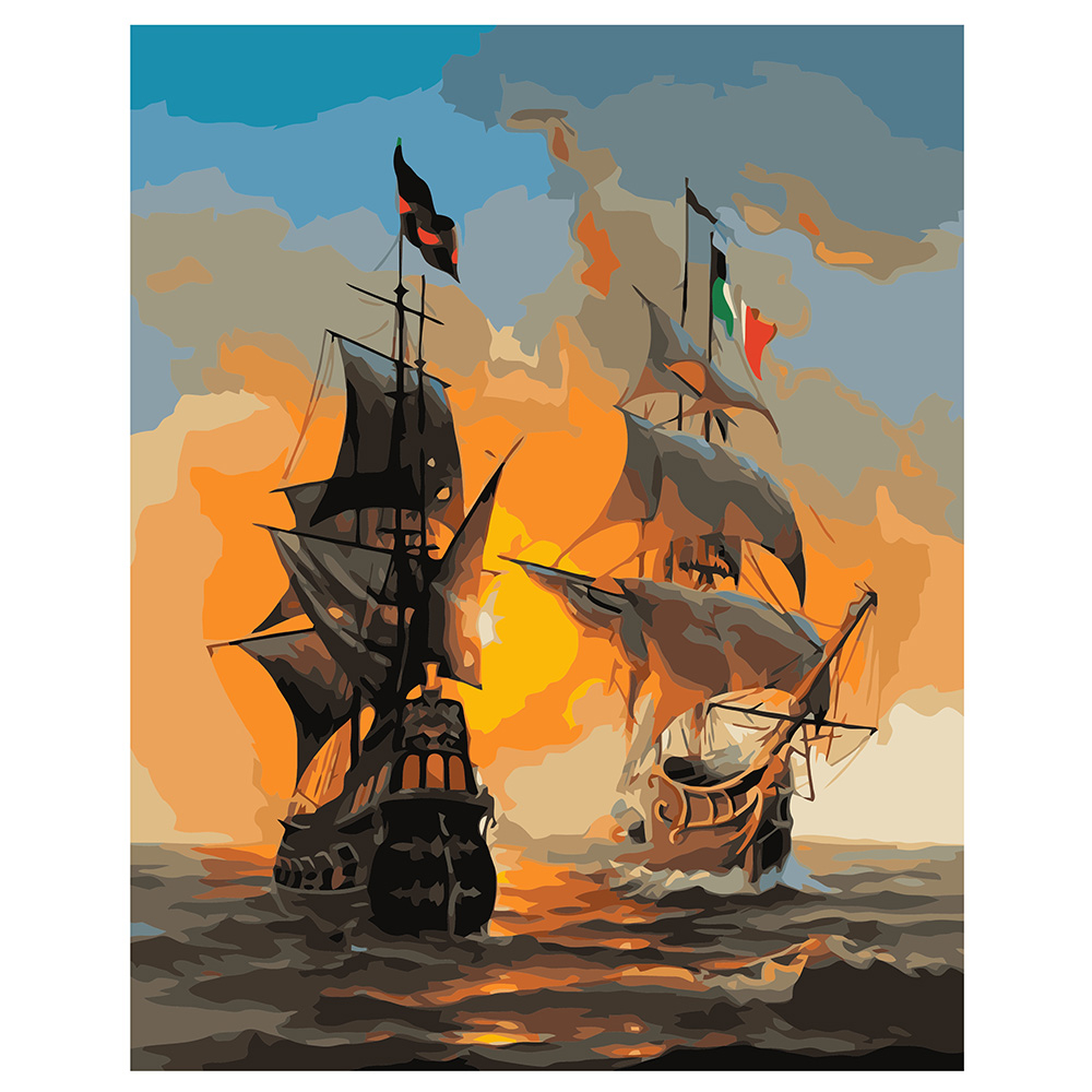 Фото, Видеообзоры картина за номерами strateg преміум зустріч кораблів на заході з лаком розміром 40х50 см va-1625