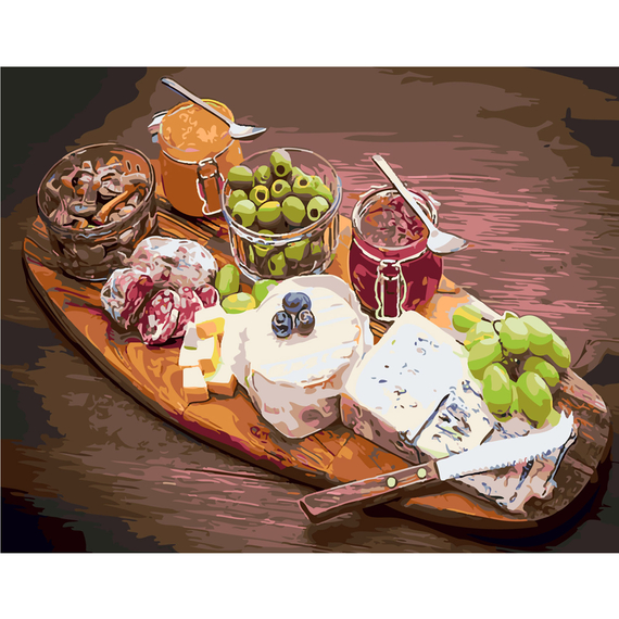 Картина за номерами Strateg ПРЕМІУМ Сочний натюрморт з лаком розміром 40х50 см SY6107