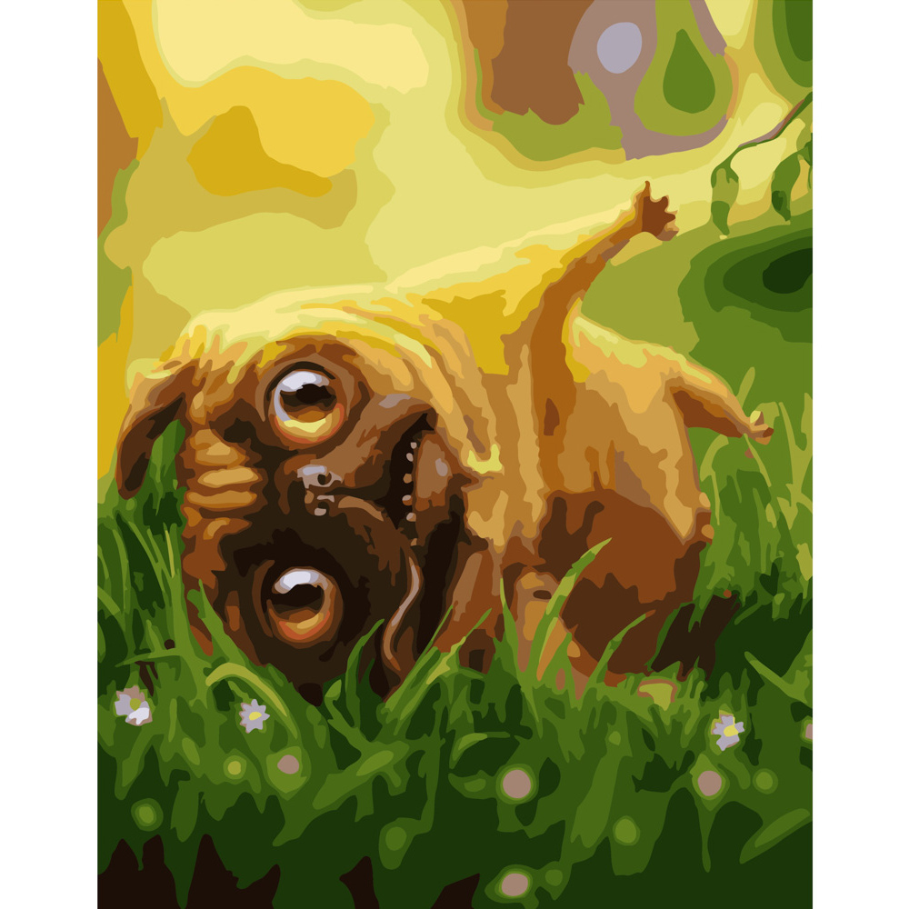 Фото, Видеообзоры картина за номерами strateg преміум мопс відпочиває розміром 40х50 см (gs354)