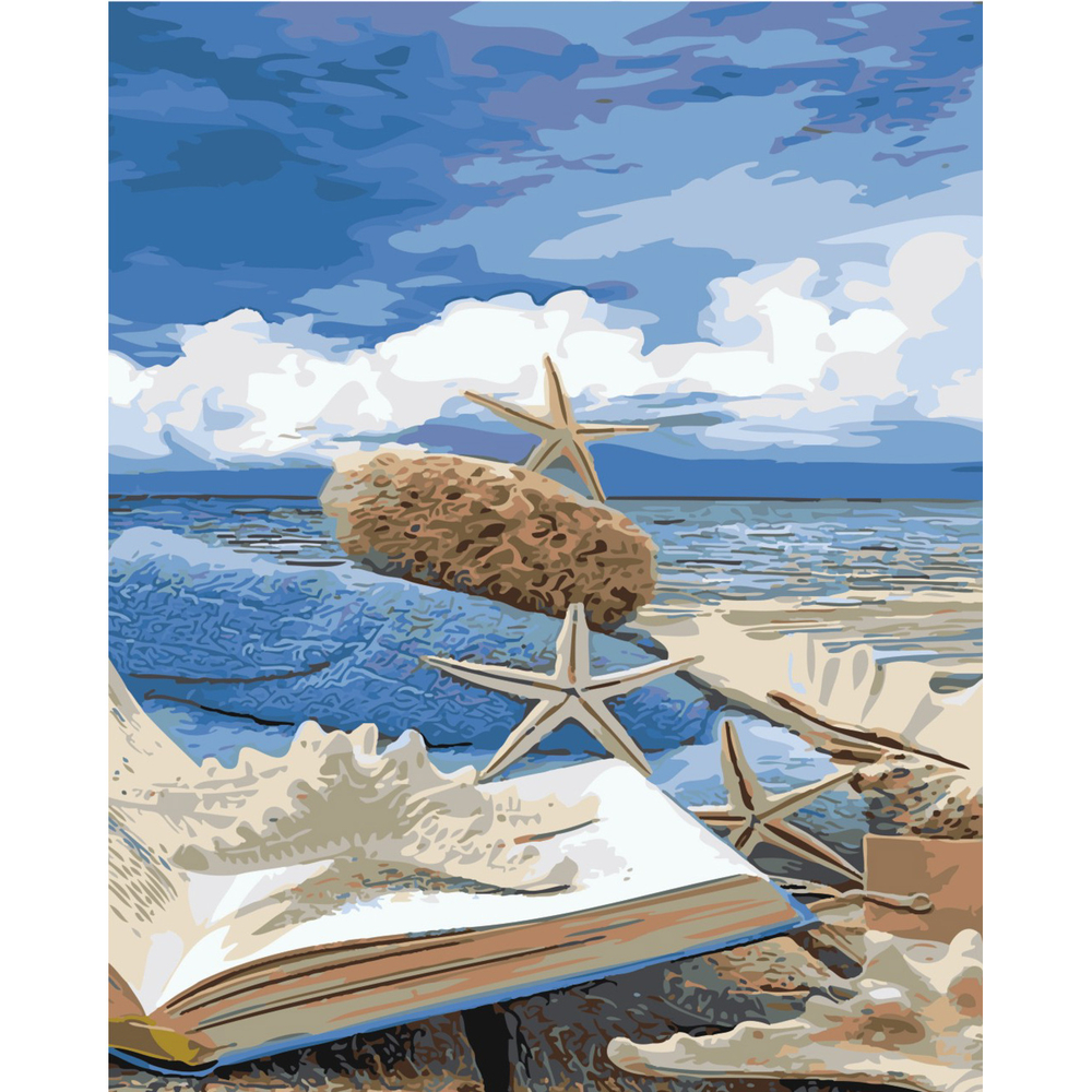 Фото, Відеоогляди картина за номерами strateg релакс біля океану на кольоровому фоні розміром 40х50 см (sy6498)
