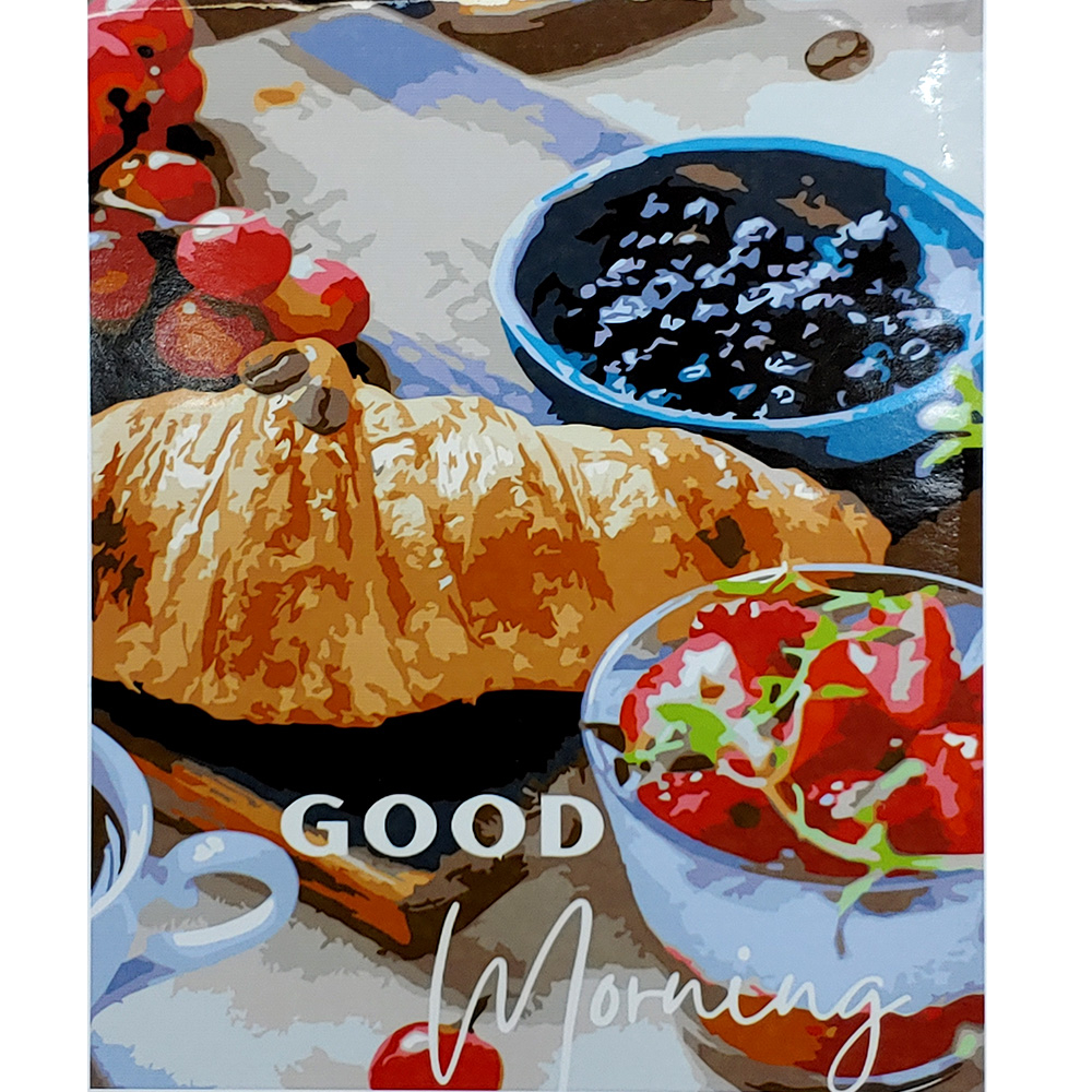 Фото, Видеообзоры картина за номерами strateg преміум good morning з лаком розміром 40х50 см (sy6880)