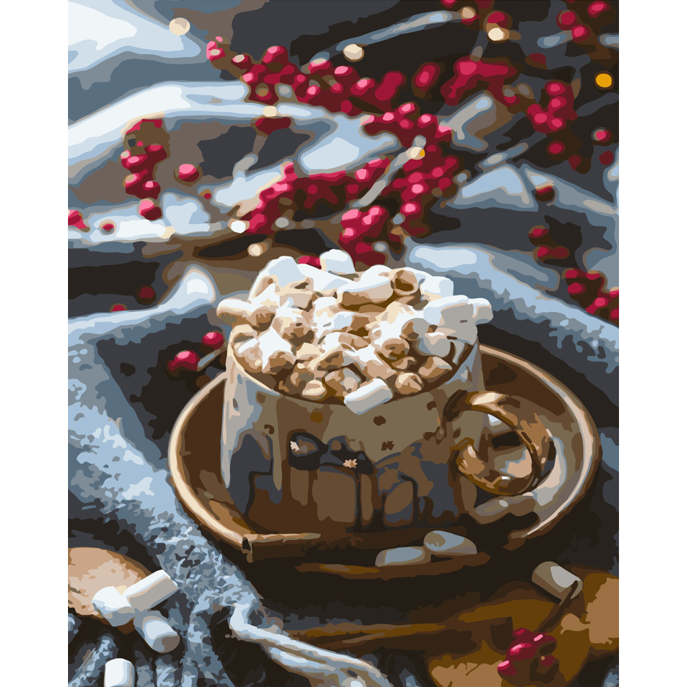 Фото, Видеообзоры картина за номерами strateg преміум какао з маршмелоу розміром 40х50 см (gs489)