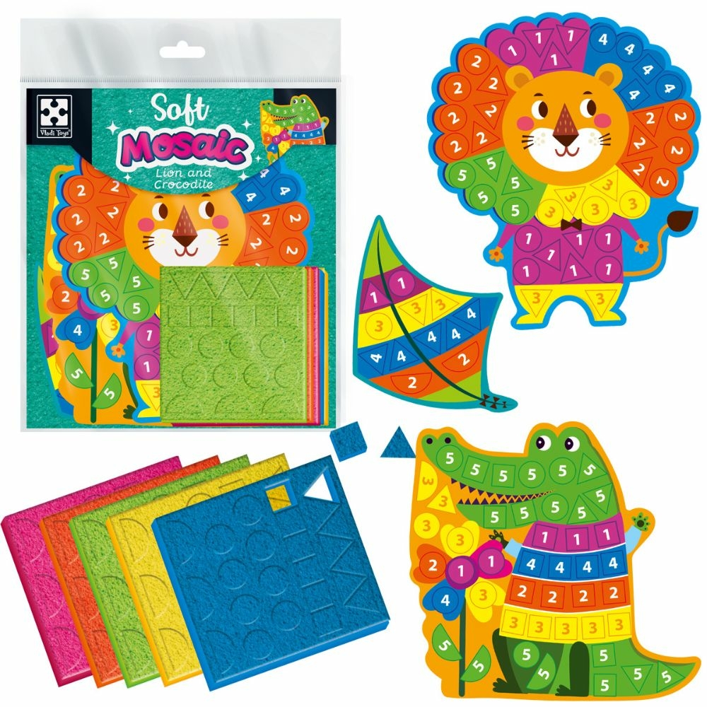 Фото, Видеообзоры набір для творчості vladi toys зі плюшевою мозаїкою «лев та крокодил» vt4511-18