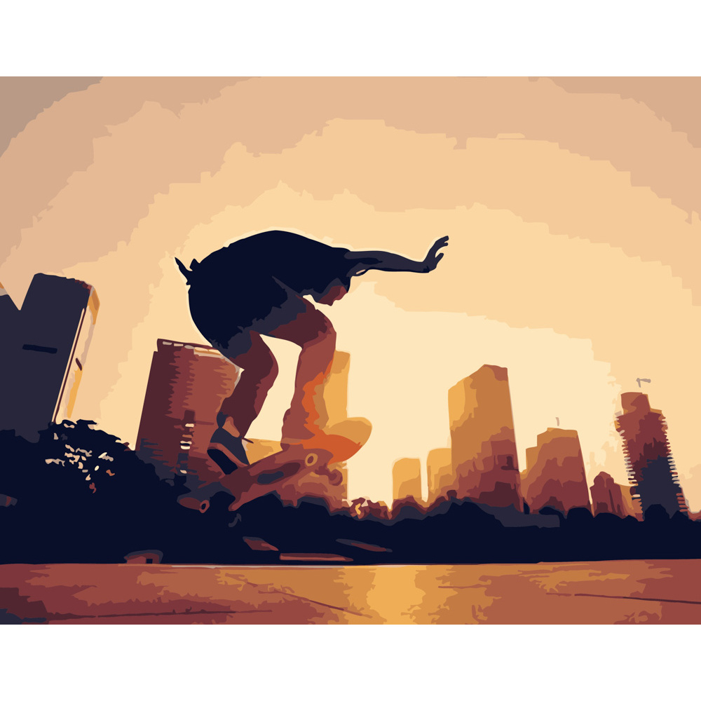 Фото, Відеоогляди картина за номерами strateg преміум паркур на фону міста розміром 40х50 см (dy112)