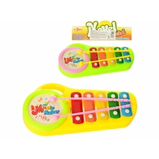 Ксилофон 9904 (120шт)  27-13-3см, бруски (жел) 5шт, палочки 2шт, 2 цвета, в кульке, 18,5-35-3см