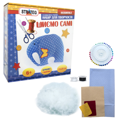 Фото, Відеоогляди набір для творчості strateg шиємо самі слонік українською мовою (іп-03)