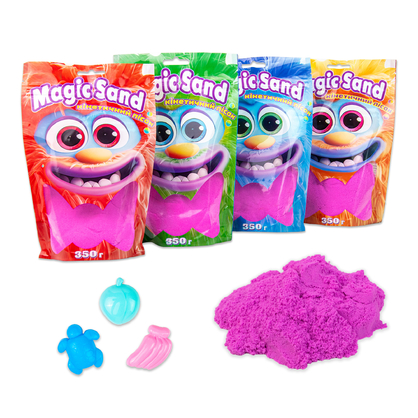 Фото, Видеообзоры кінетичний пісок strateg magic sand в пакеті 39402-4 фіолетовий, 0,350 кг