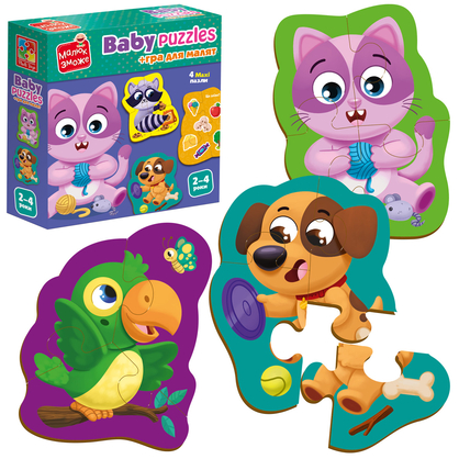 Фото, Відеоогляди гра розвиваюча vladi toys пазли картонні з грою. хатні улюбленці. vt1722-25