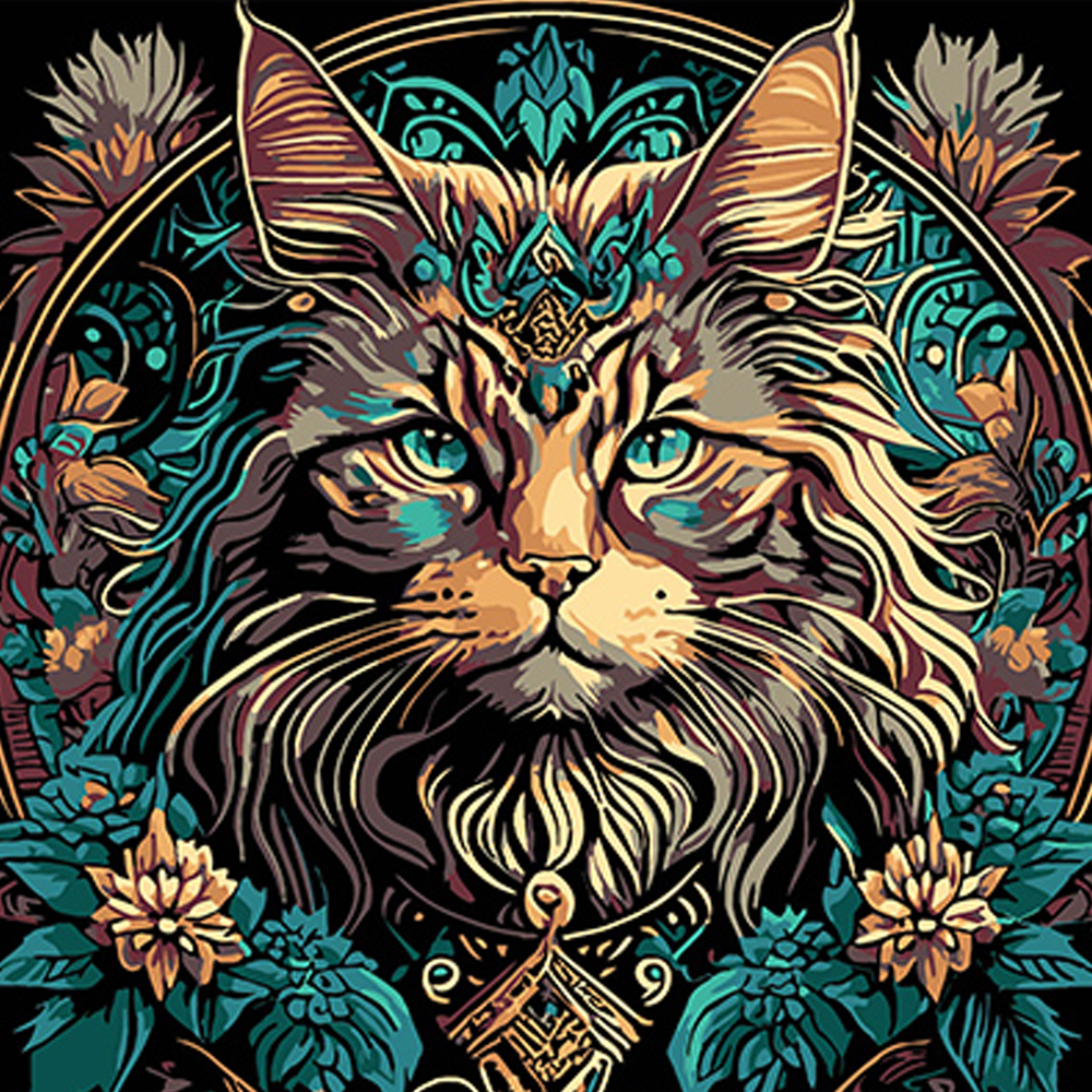 Фото, Відеоогляди картина за номерами strateg преміум магія кота та квітів на чорному фоні розміром 30х30 см (sh3030-7)