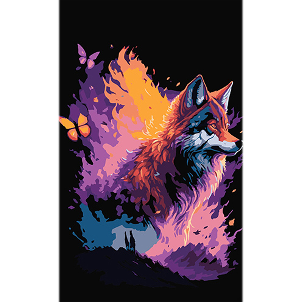 Фото, Відеоогляди картина за номерами strateg преміум лиса у сні метеликів на чорному фоні розміром 50х25 см (bh5025-5)