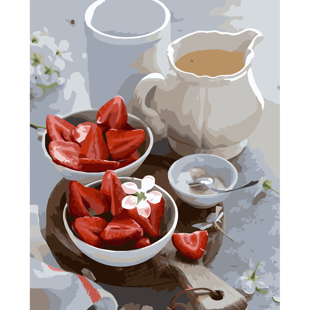 Фото, Видеообзоры картина за номерами strateg преміум полунична ніжність з лаком розміром 40х50 см va-3600