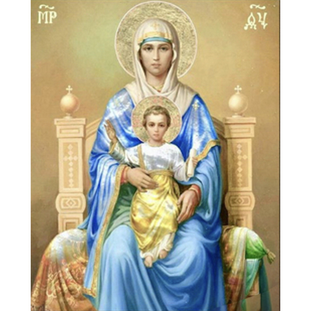 Фото, Видеообзоры алмазна мозаїка strateg преміум богородиця  розміром 40х50 см  (sk86001)