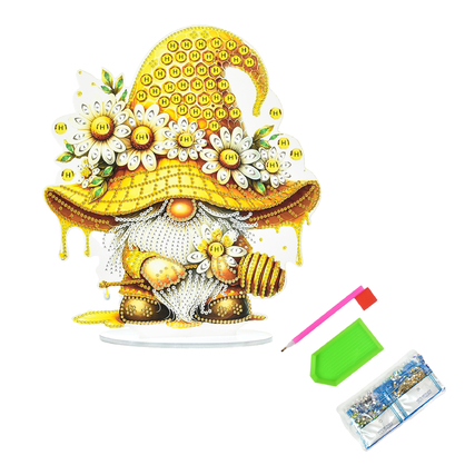 Фото, Відеоогляди алмазна мозаїка strateg преміум медові чари гнома на підставці розміром 25х25 см (yklz15229)