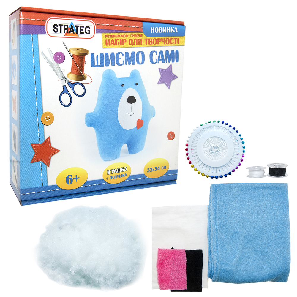 Фото, Видеообзоры набір для творчості strateg шиємо самі ведмежа українською мовою (іп-02)