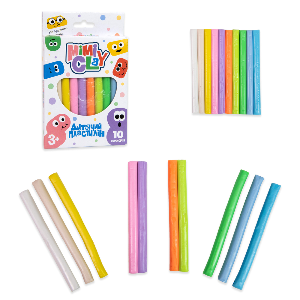 Фото, Відеоогляди набір для творчості mimi clay 10 кольорів strateg українською мовою (30424)