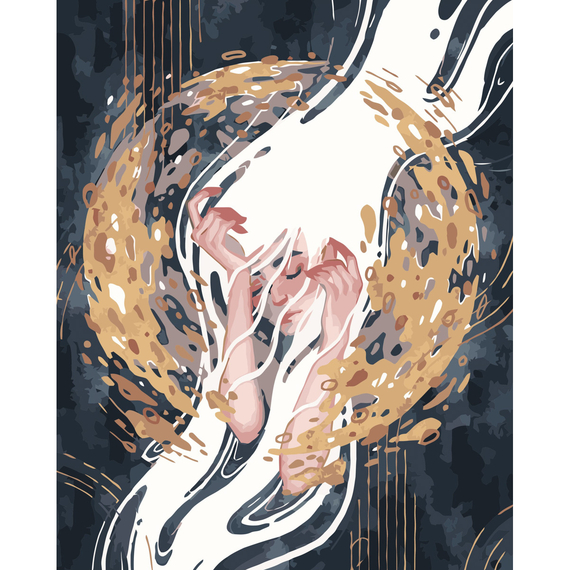 Картина за номерами Strateg ПРЕМІУМ Дівчина в думах з лаком розміром 40х50 см (VA-3420)