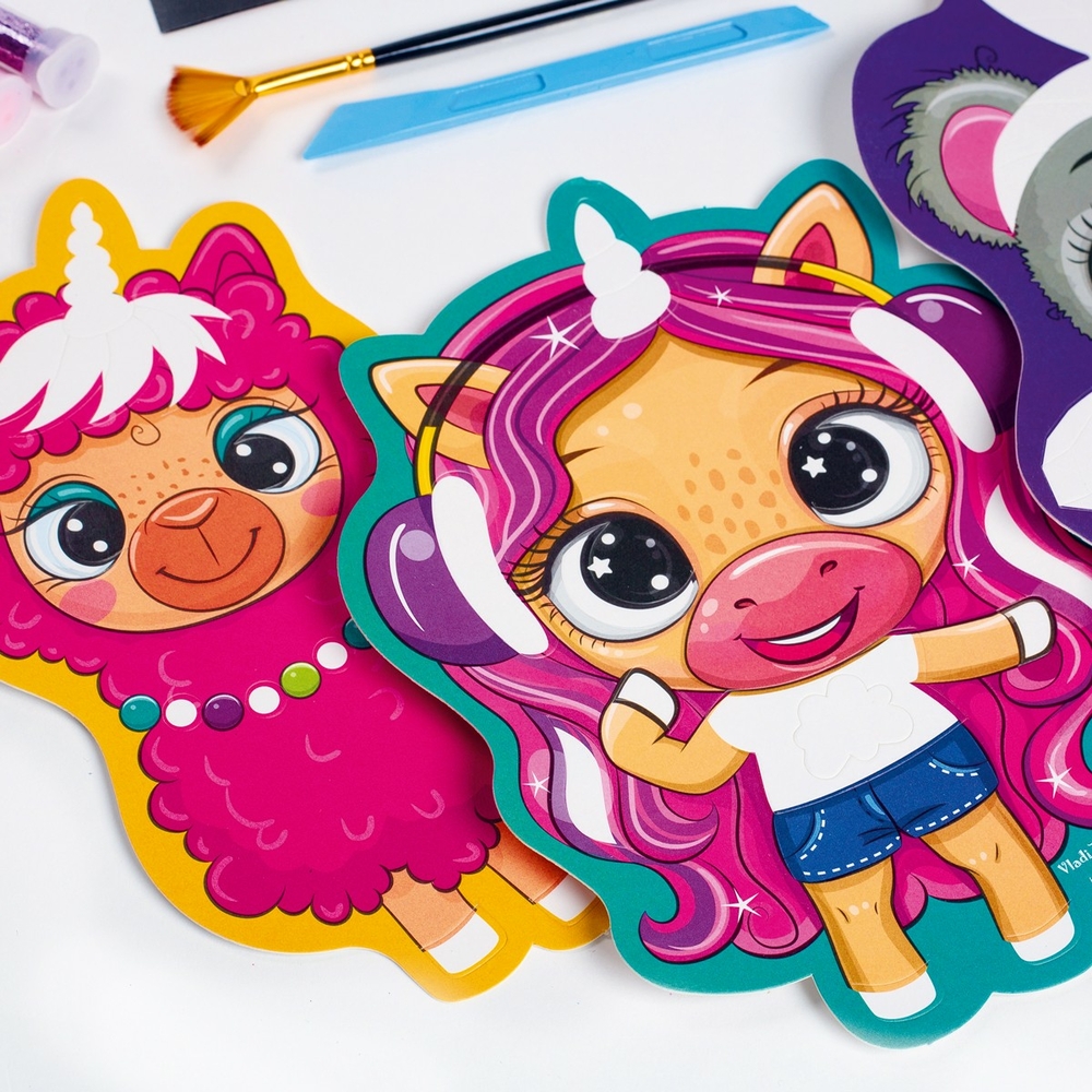 Фото, Відеоогляди набір для творчості з глітером «glitter art. блискучі звірята» vladi toys vt4501-11