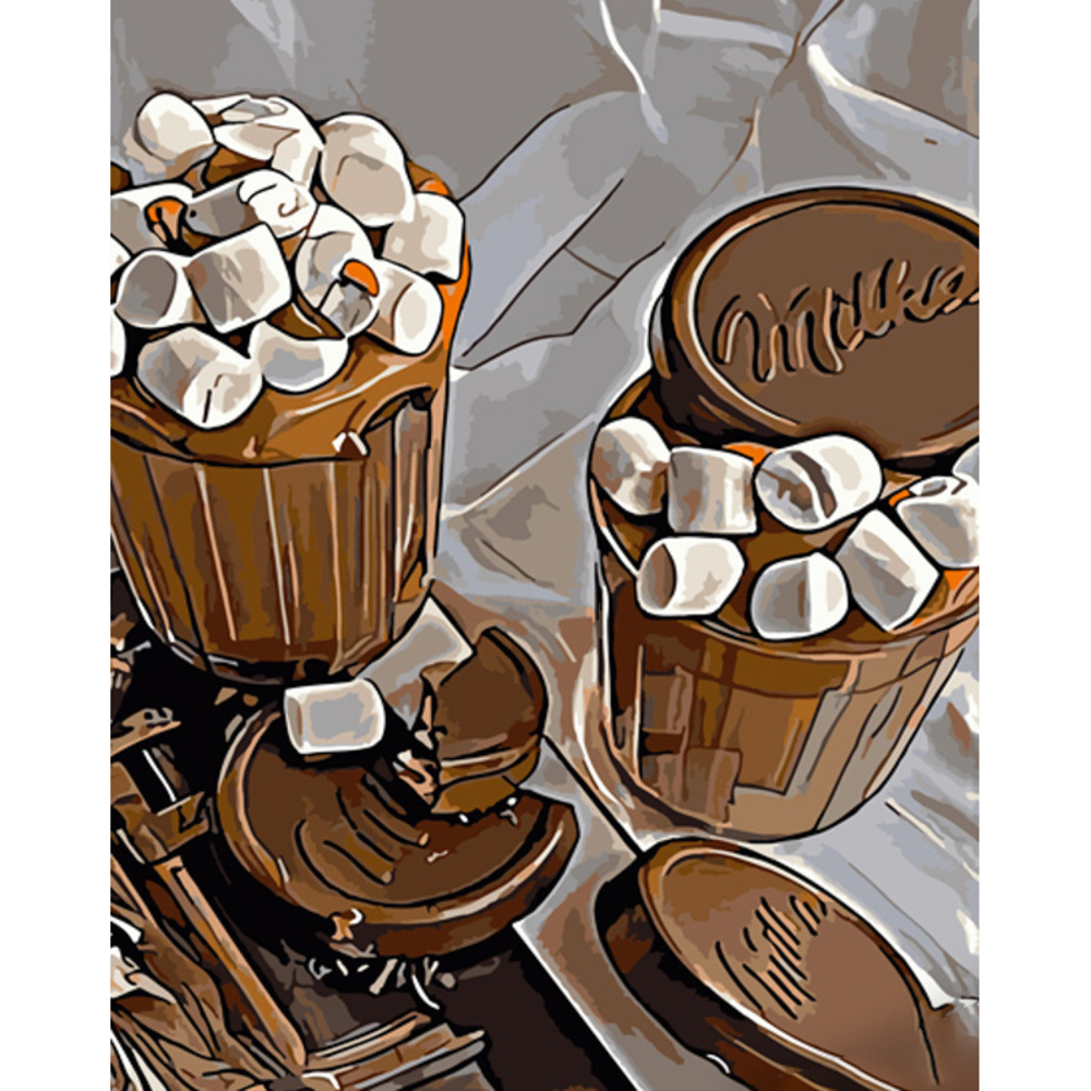 Фото, Видеообзоры картина за номерами strateg преміум какао з маршмеллоу розміром 40х50 см (gs881)