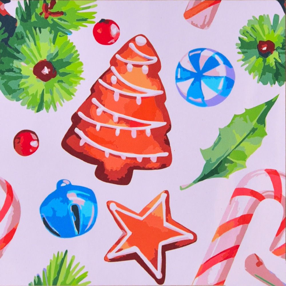 Фото, Відеоогляди картина за номерами strateg преміум новорічні солодощі з лаком та з рівнем розміром  40х40 см(sk057)