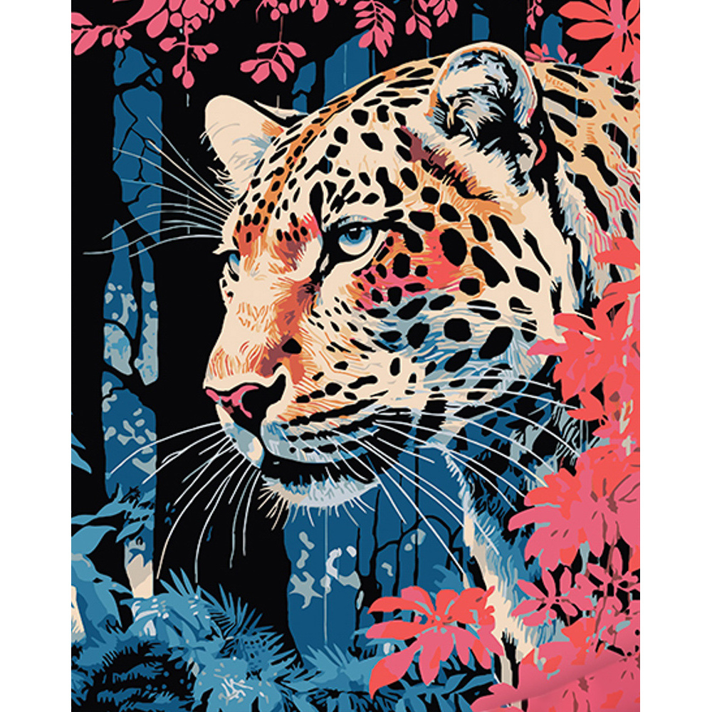 Фото, Відеоогляди картина за номерами strateg преміум небезпечний хижак на чорному фоні розміром 40х50 см (ah1064)