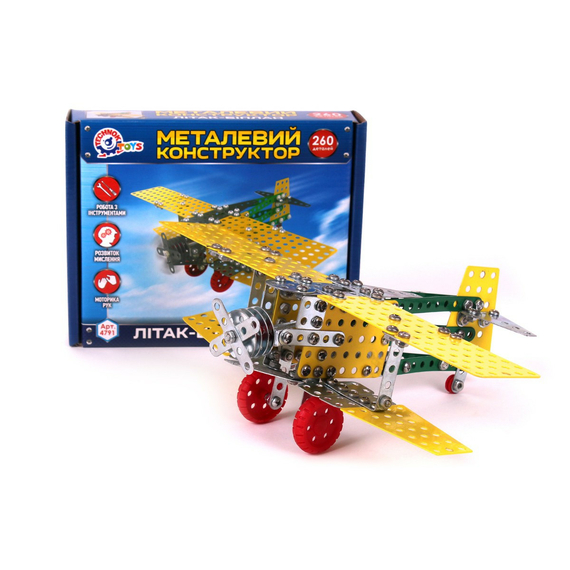 Конструктор металлический Самолет-биплан ТехноК 4791