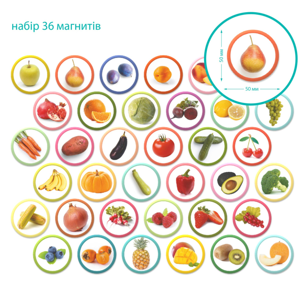 Фото, Відеоогляди набір магнітів dodo монтессорі овочі, фрукти і ягоди