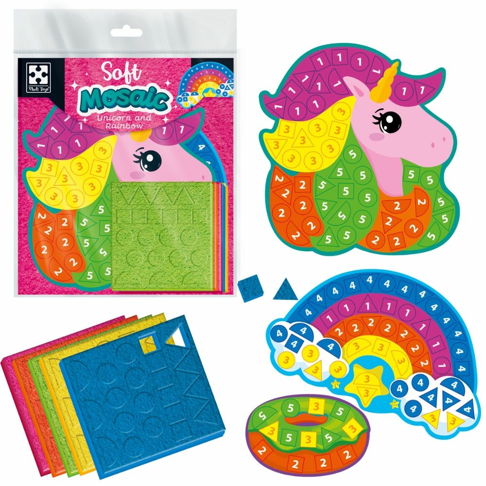 Фото, Видеообзоры набір для творчості vladi toys зі плюшевою мозаїкою «єдиноріг та веселка» vt4511-17