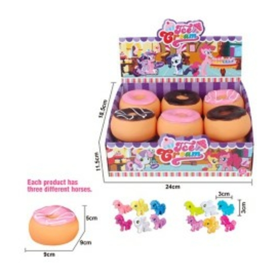 Коник 8023B (144шт) LP, 5см, пончик на застежке 7,5см, 12шт(микс вид), в дисплее, 24-12-19см