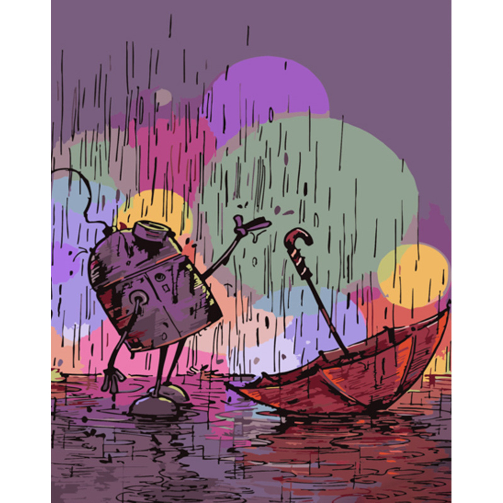 Фото, Видеообзоры картина за номерами strateg преміум воллі під дощем розміром 40х50 см (gs804)