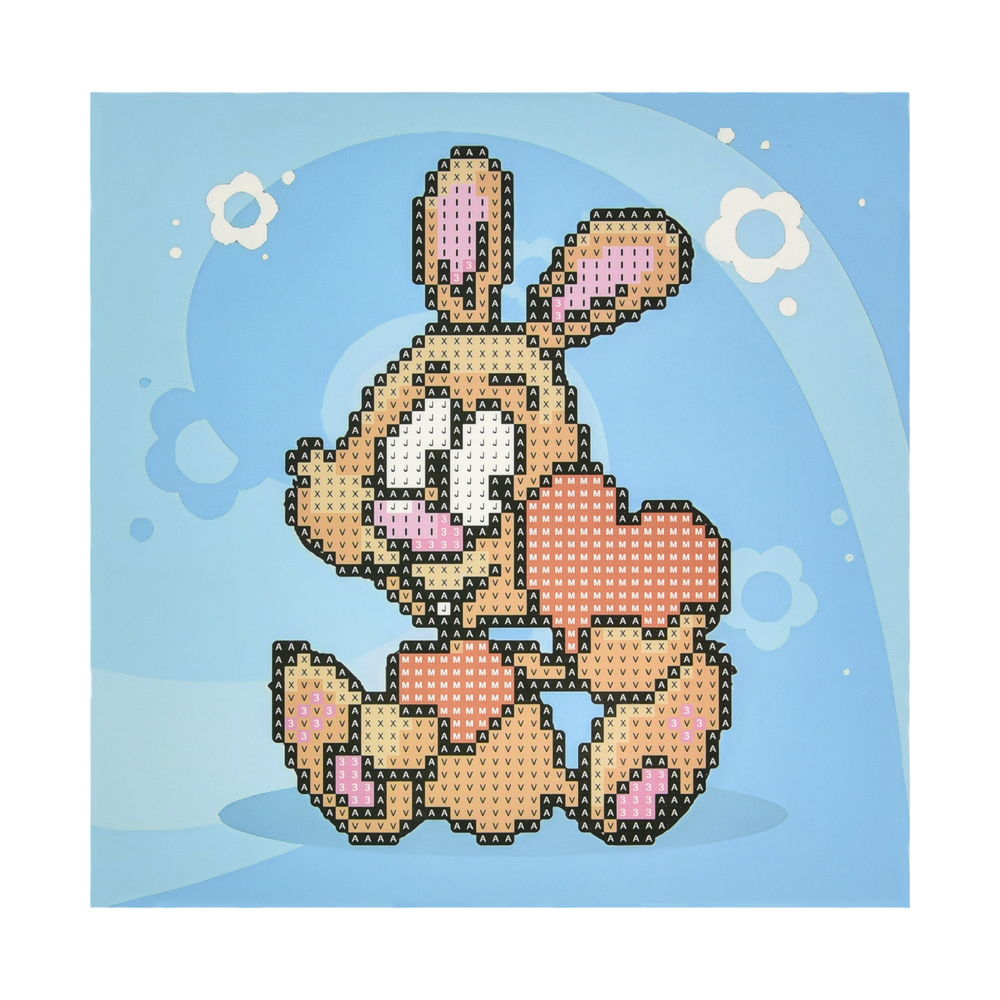 Фото, Відеоогляди алмазна мозаїка strateg преміум зайченя кохання на паперовій основі розміром 18х18 см (jub14406)