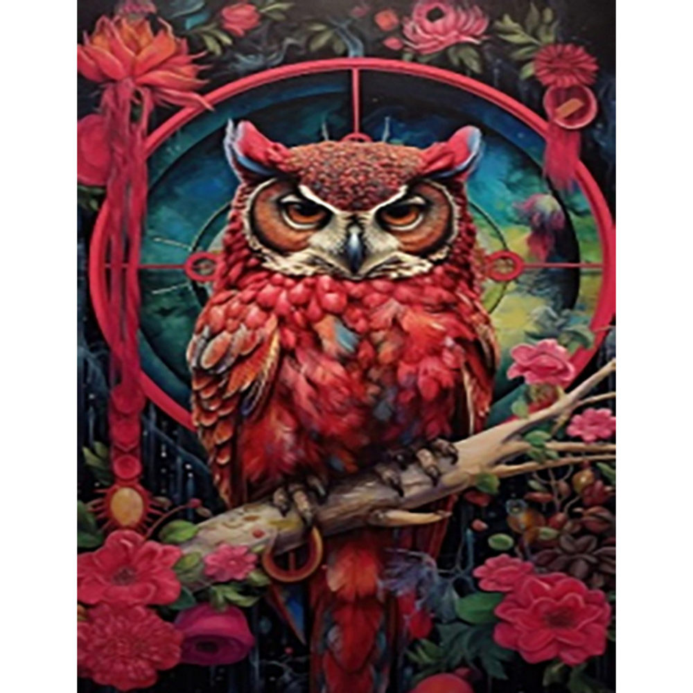 Фото, Відеоогляди алмазна мозаїка strateg преміум сова у квітах без підрамника розміром 40х50 см  (jsfh85881)