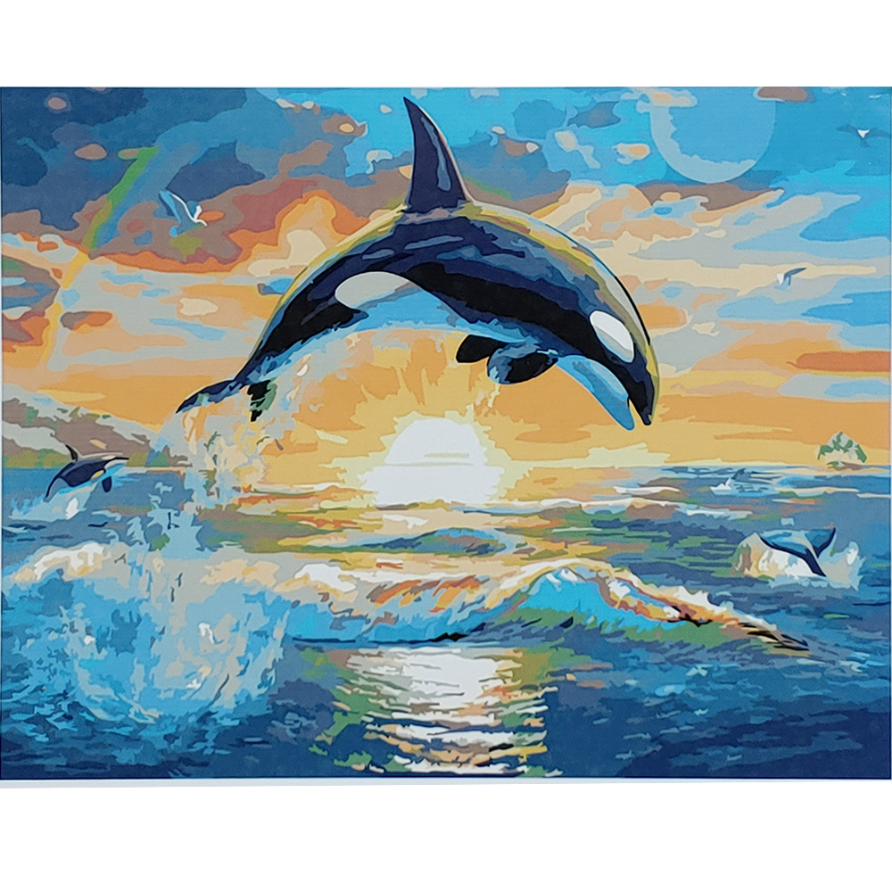 Фото, Видеообзоры картина за номерами strateg преміум косатка на заході з лаком розміром 40х50 см (sy6915)