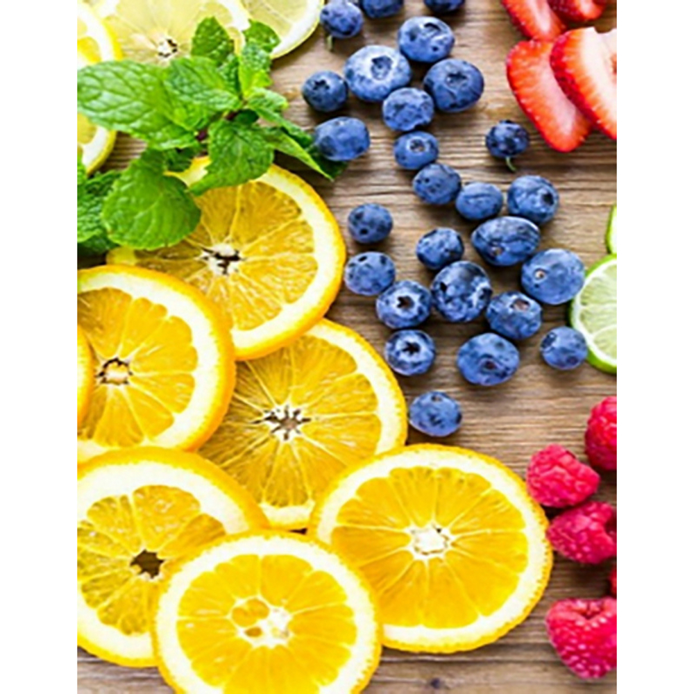 Фото, Відеоогляди алмазна мозаїка strateg преміум фруктове асорті без підрамника розміром 40х50 см  (jsfh85883)