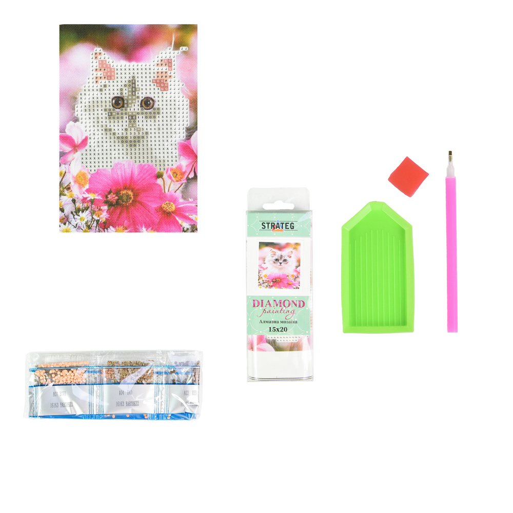 Фото, Відеоогляди алмазна мозаїка strateg преміум ласкаве кошеня без підрамника розміром 10х15 см (yab28622)