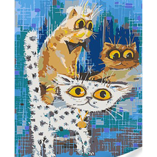 Картина за номерами Strateg ПРЕМІУМ Абстрактні котики з лаком та з рівнем розміром 30х40 см (SS1104)