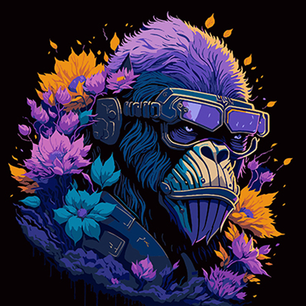 Фото, Видеообзоры картина за номерами strateg преміум горила в окулярах і квітковій красі на чорному фоні розміром 40х40 см (av4040-38)