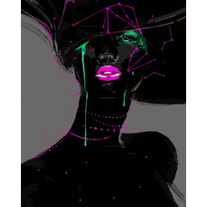 Картина за номерами Strateg ПРЕМІУМ Космічна дама з лаком розміром 40х50 см VA-3440