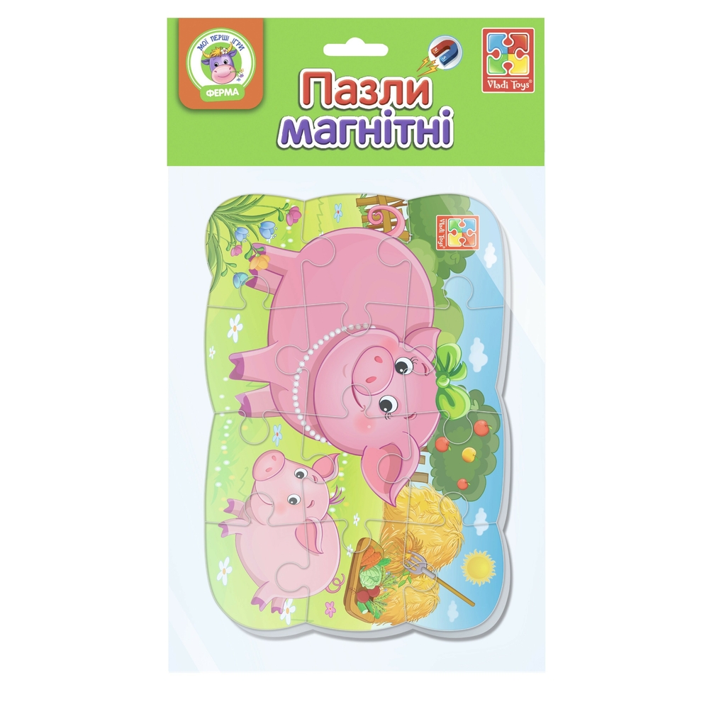 Фото, Відеоогляди пазли на магніті а5 "свинка та порося" vt3205-77