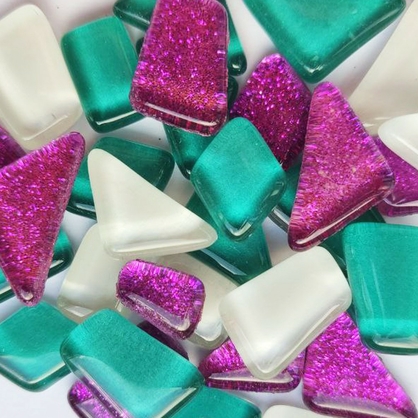 Фото, Відеоогляди набір для творчості скляна мозаїка «mosaaro. mosaic mix: white, turquoise, glitter purple» ma5004