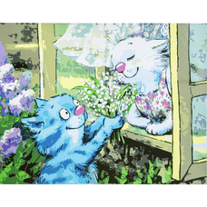 Картина за номерами Strateg ПРЕМІУМ Букет від коханого з лаком розміром 30х40 см SS-3689