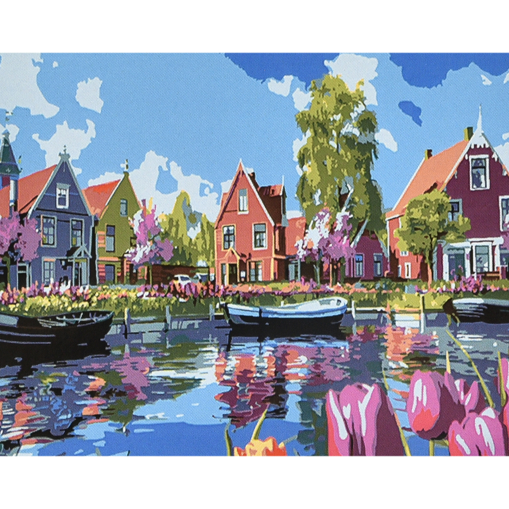 Фото, Видеообзоры картина за номерами strateg преміум казкове місто на воді з лаком та рівнем розміром 40х50 см (va-4638)