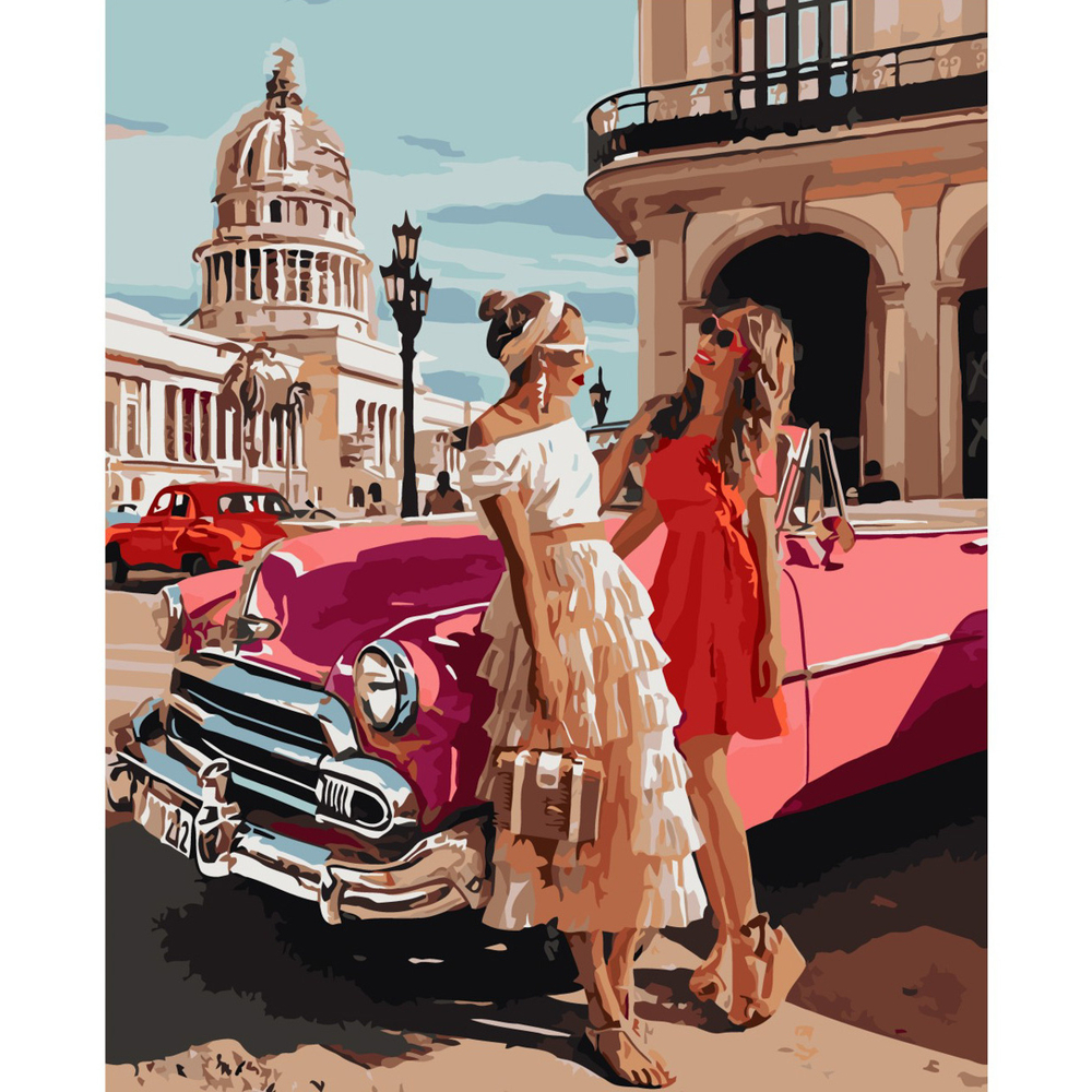 Фото, Видеообзоры картина за номерами подруги на прогулянці strateg з лаком розміром 40х50 см (va-1922)