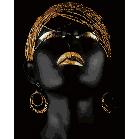 Картина за номерами Strateg ПРЕМІУМ Golden lady з лаком розміром 40х50 см VA-2681