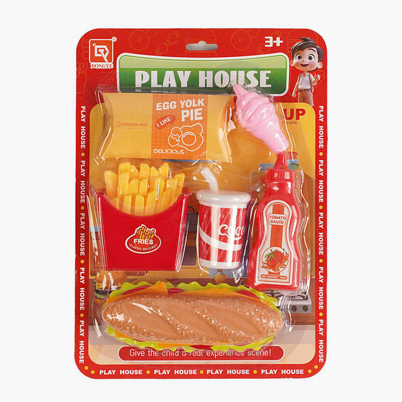 Набір продуктів 185-136 (160/2) пиріжок, морозиво, кетчуп, шоколад, фрі, сендвіч, на листі